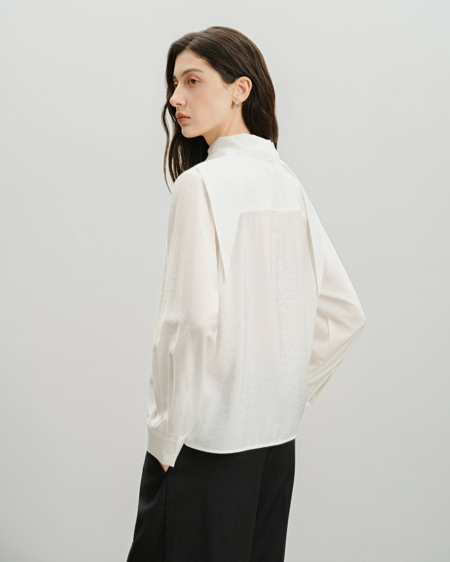 Fluid Scarf Collar Shirt