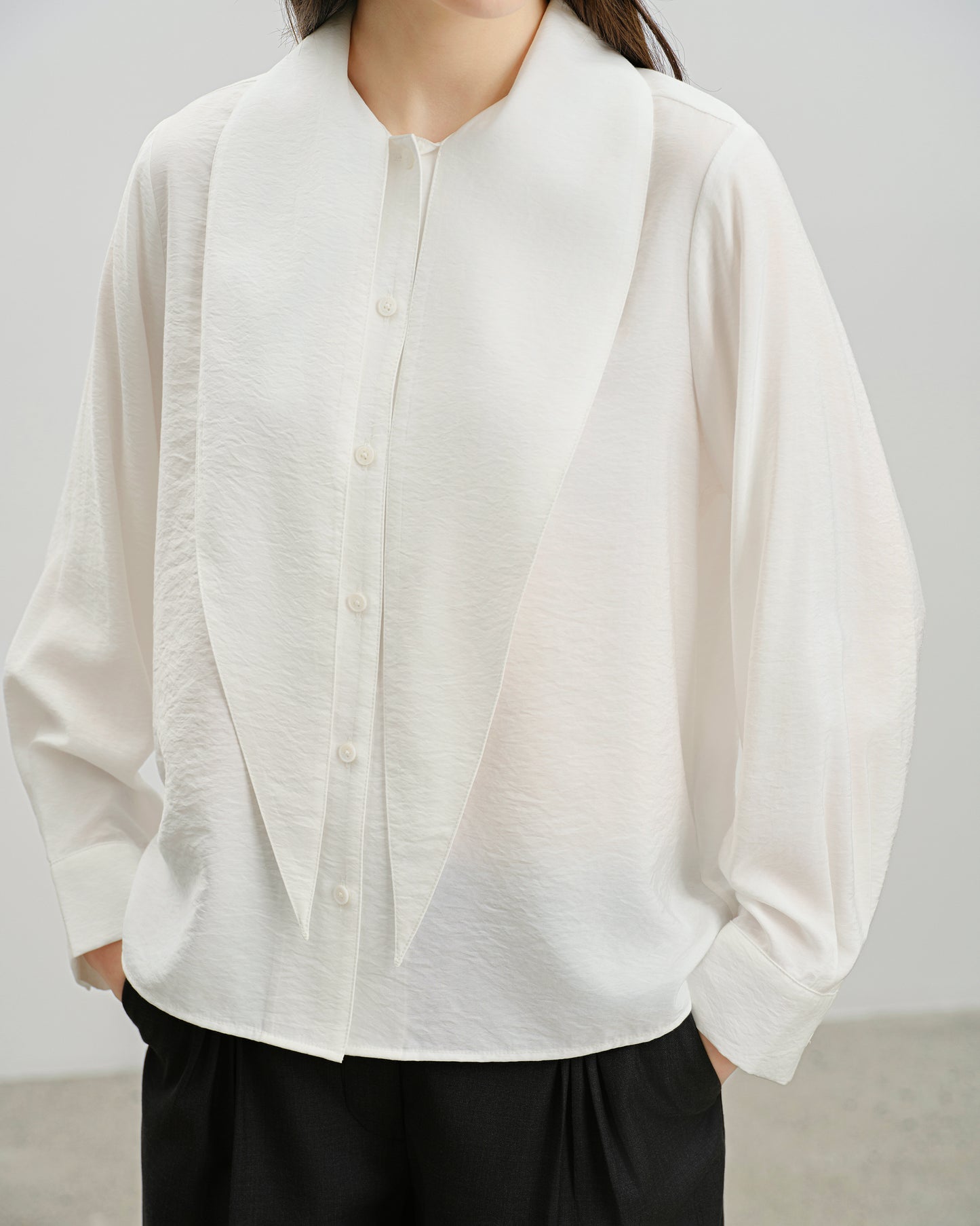 Fluid Scarf Collar Shirt