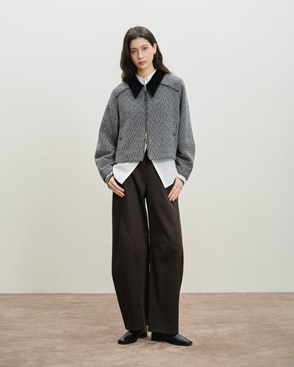 Pointed Collar Tweed Jacket