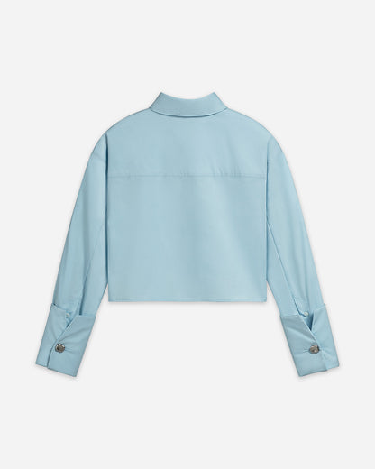 Folded Cuff Cropped Shirt