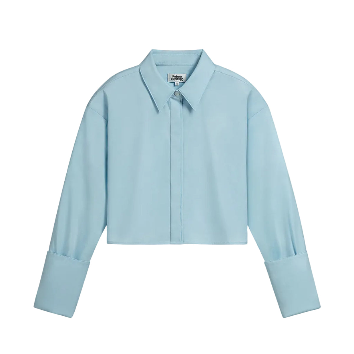 Folded Cuff Cropped Shirt