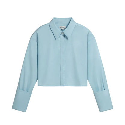 Folded Cuff Cropped Shirt