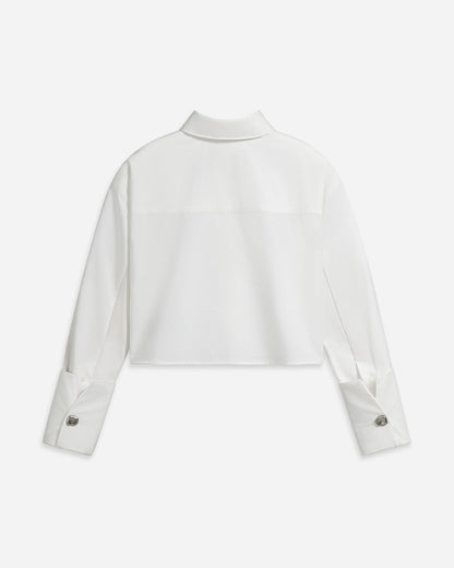 Folded Cuff Cropped Shirt