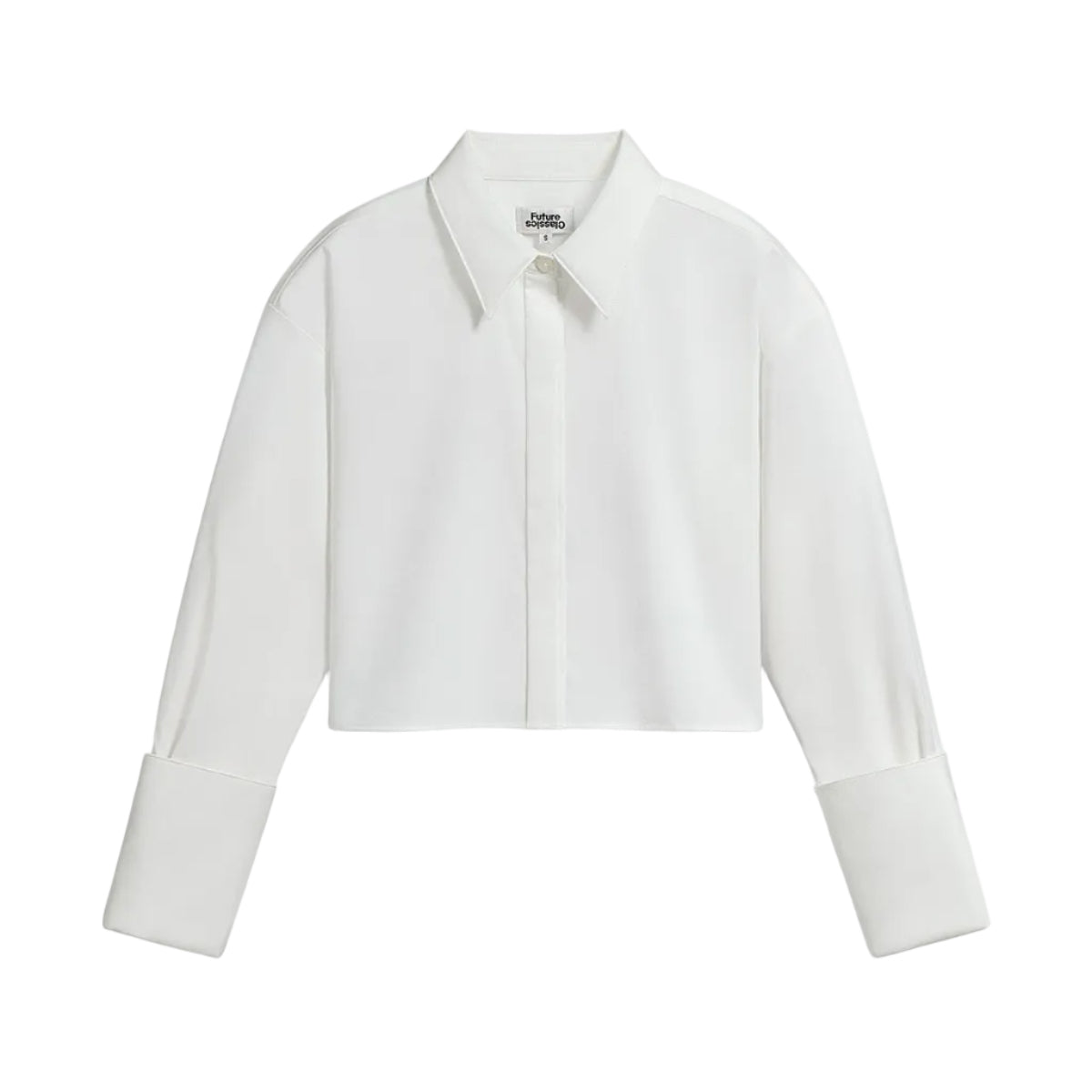 Folded Cuff Cropped Shirt