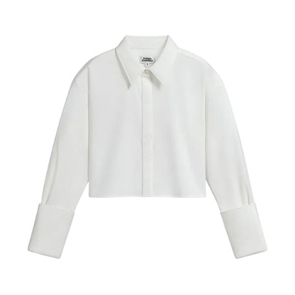Folded Cuff Cropped Shirt