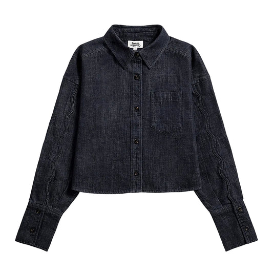 Motif Sleeve Denim Shirt