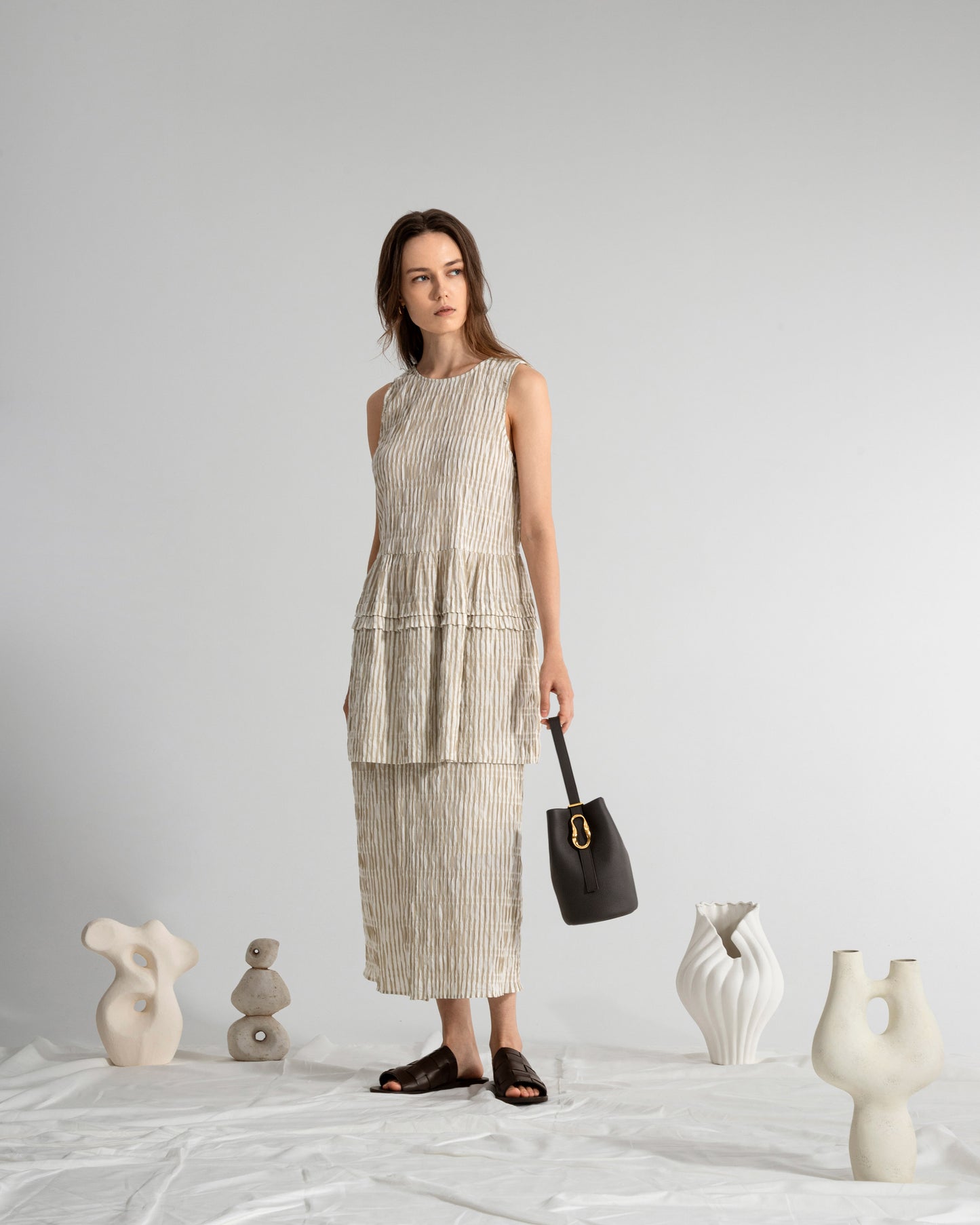 Striped Overlap Skirt