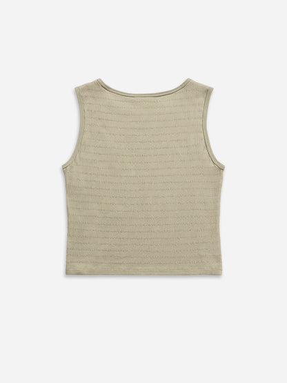 Asymmetric Hem Tank Jacquard