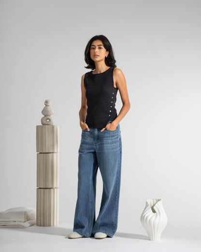 Asymmetric Hem Tank Jacquard