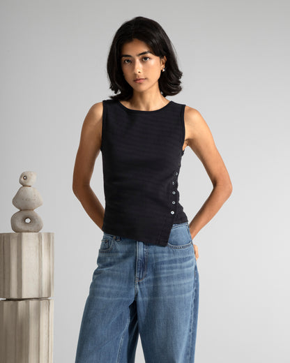 Asymmetric Hem Tank Jacquard