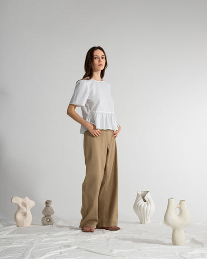 Puff Sleeves Gathered Blouse