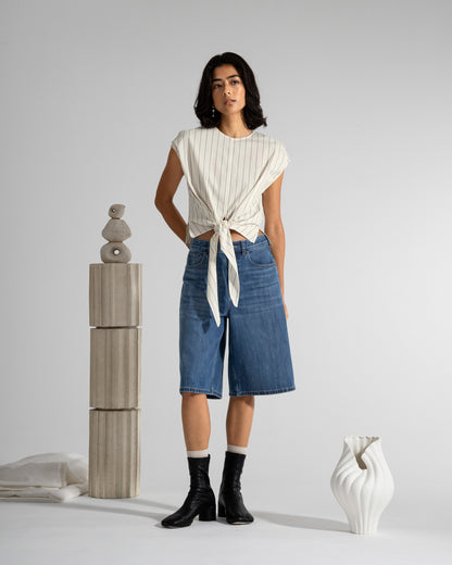 Striped Tie Waist Top