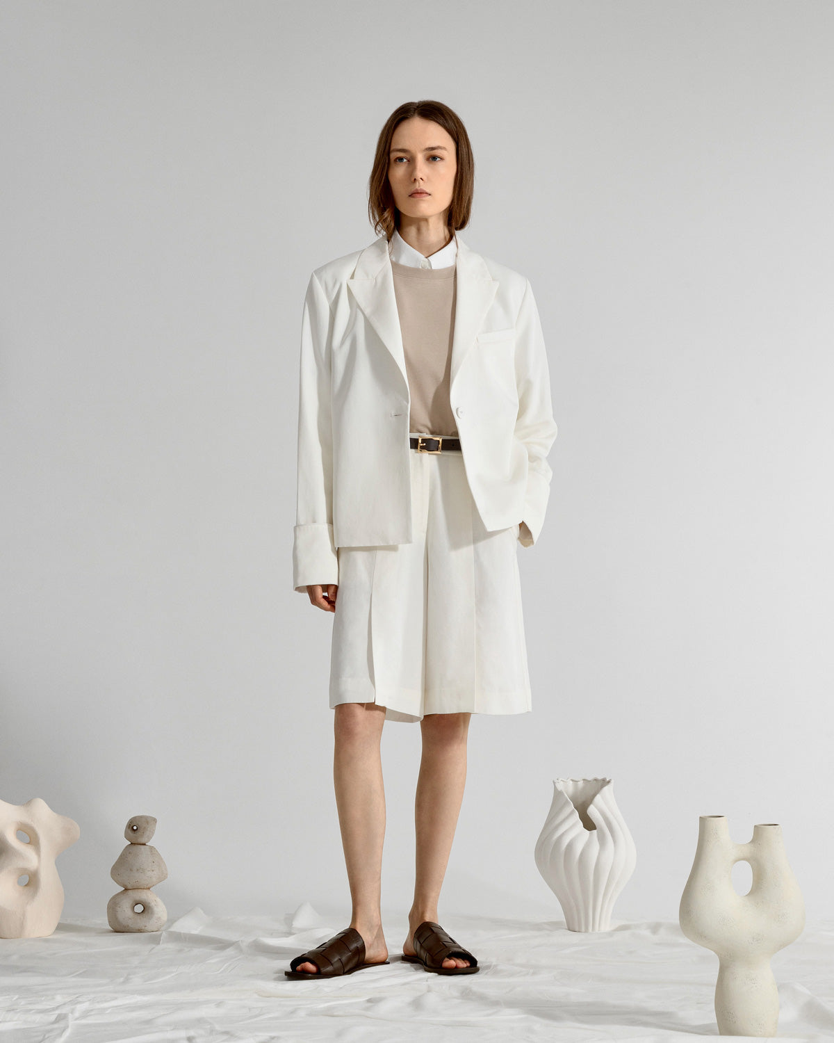 Front Slits Tailored Shorts