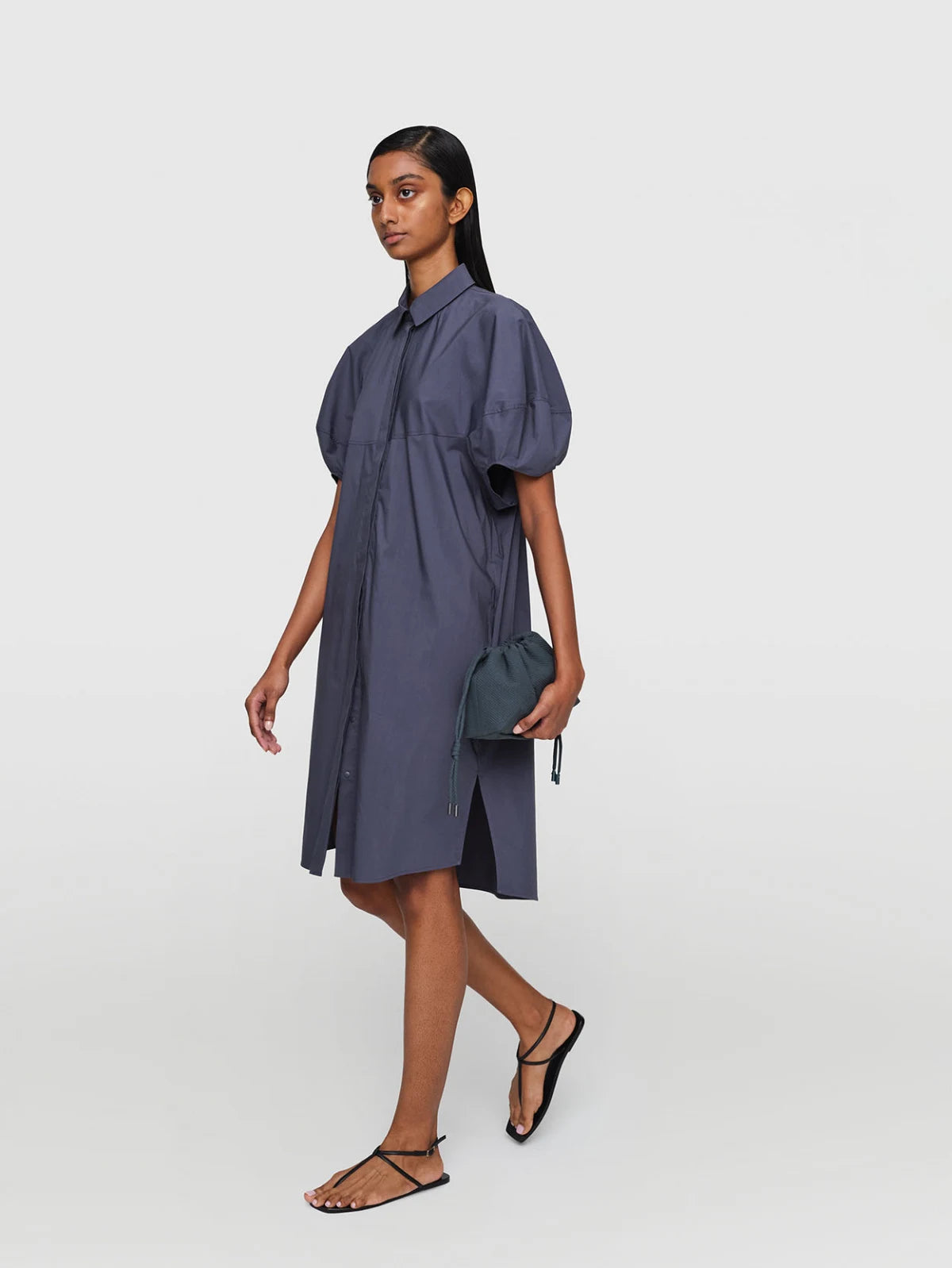 Organic Cotton Poplin "Marny" Dress Slate