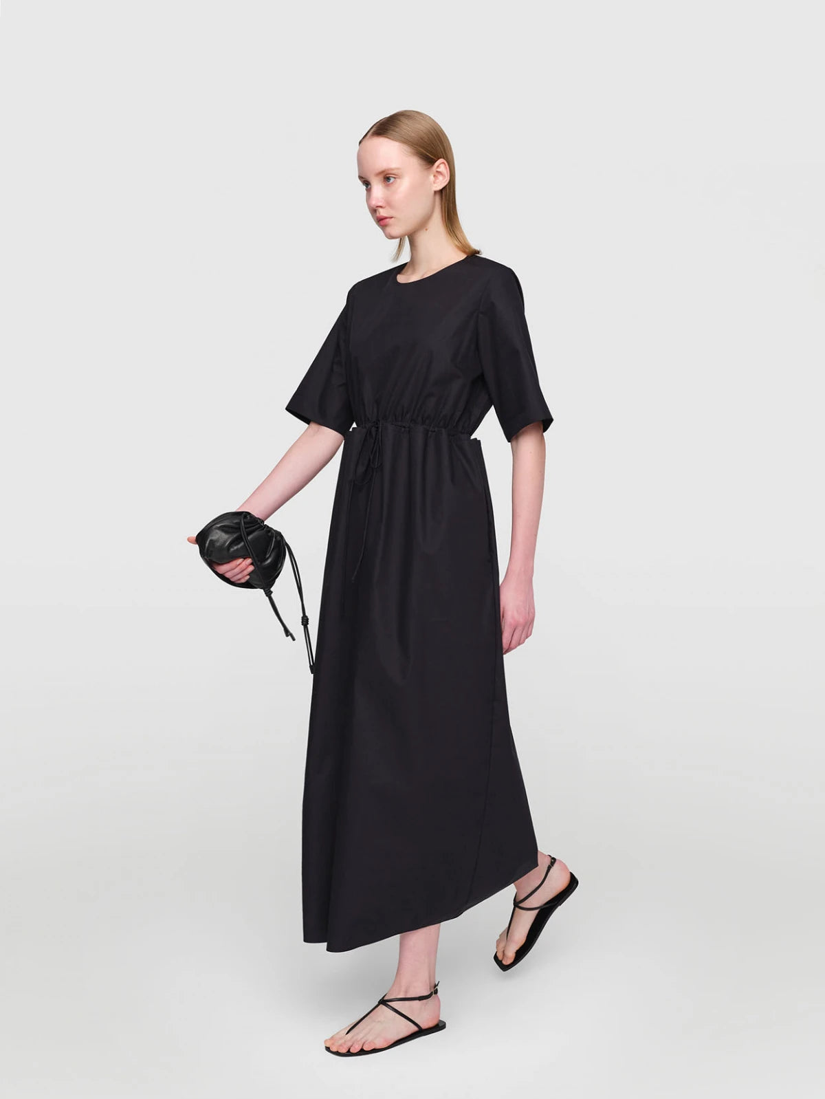 OHARA Paper Poplin Dress Black