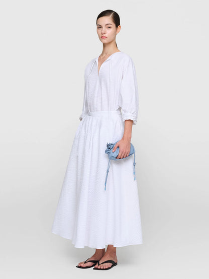 Seersucker "Graeber" Dress White