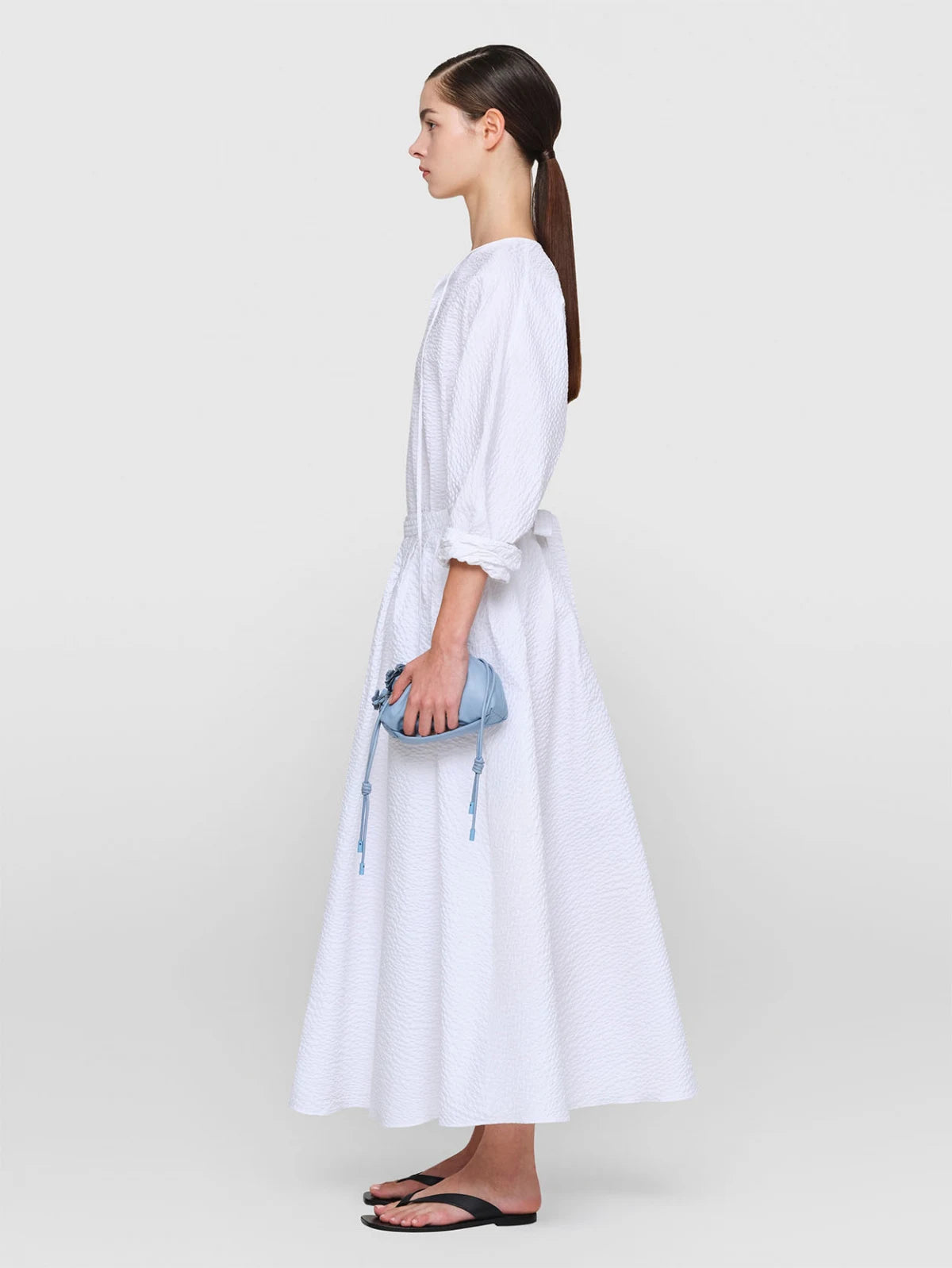 Seersucker "Graeber" Dress White