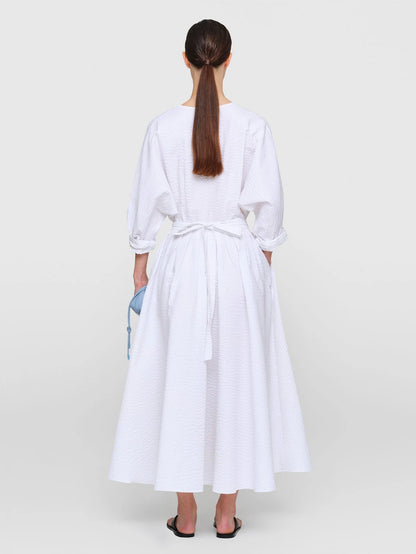 Seersucker "Graeber" Dress White