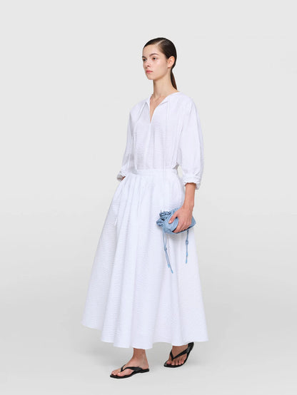 Seersucker "Graeber" Dress White