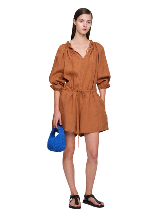 Tobacco Mitri Linen Jumpsuit