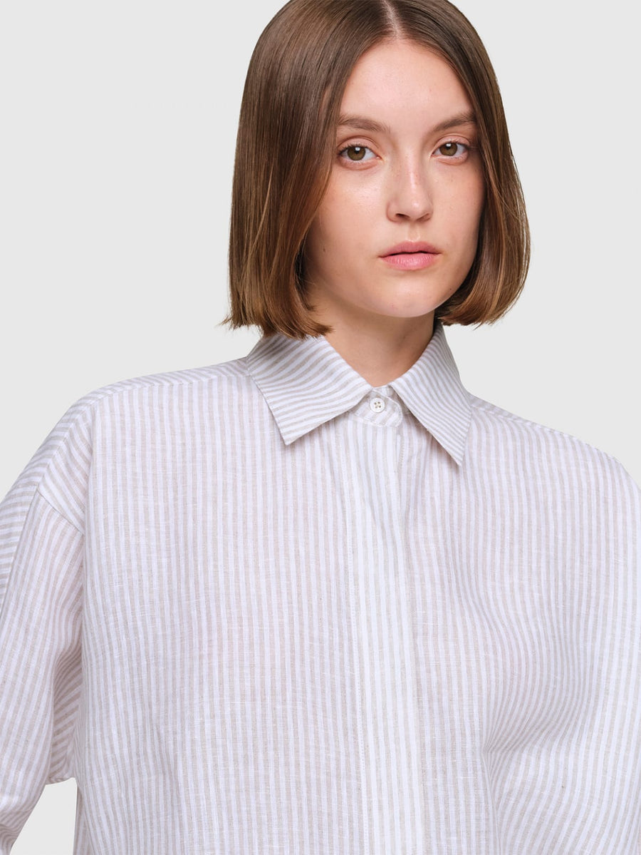 BROOKNER Linen Shirt Ecru/Stripe