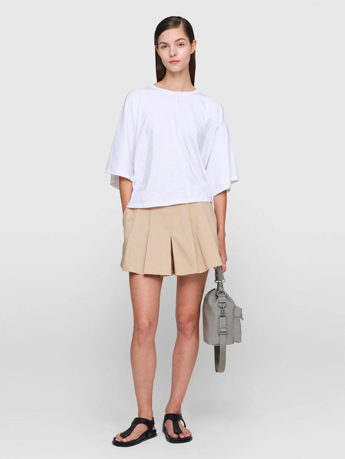 CHARLOTTE Cotton Twill Shorts Sand