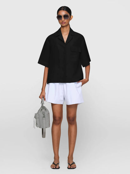 MARTHA Linen Rayon Shirt Black