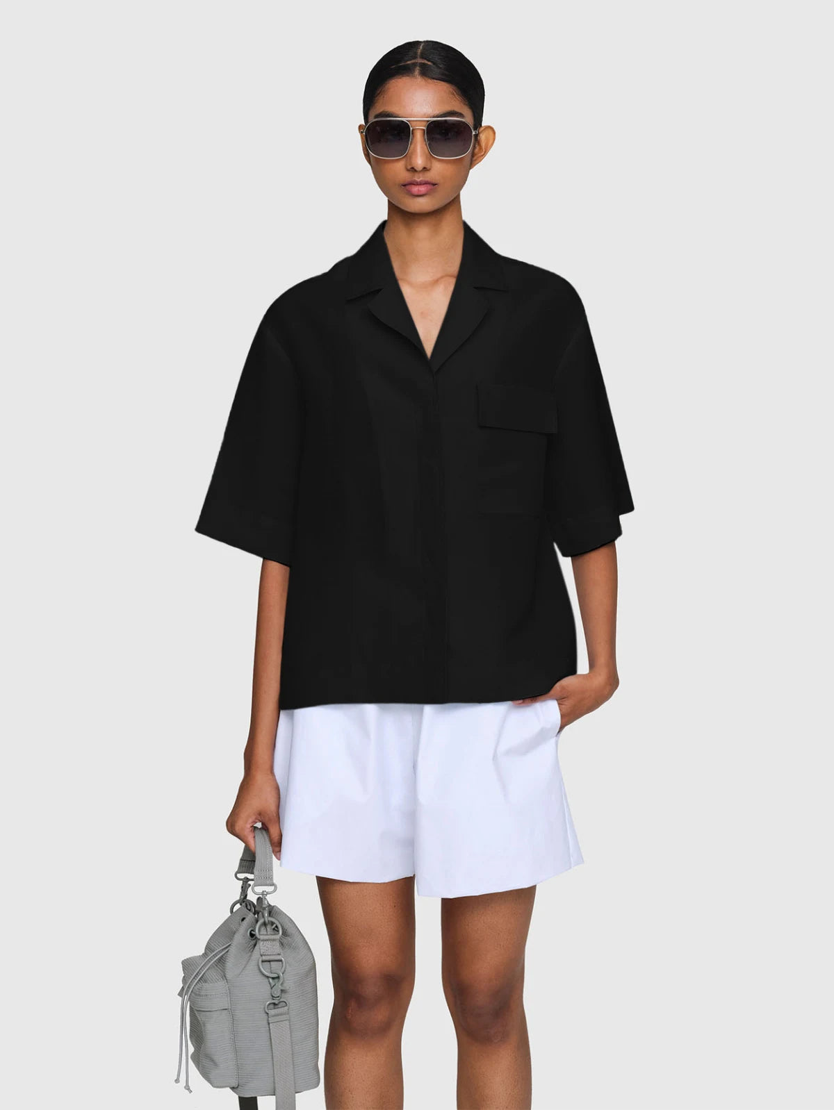 MARTHA Linen Rayon Shirt Black