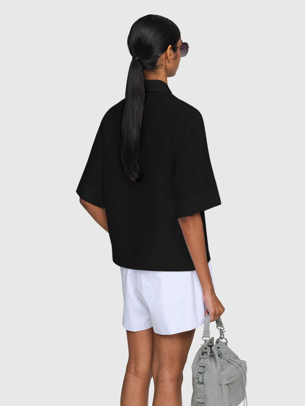 MARTHA Linen Rayon Shirt Black