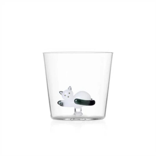 Tabby Cat Tumbler Lying Cat W/Smoke Tail