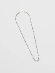 18" Oval Bead Chain Necklace With Lobser Clasp In Silver