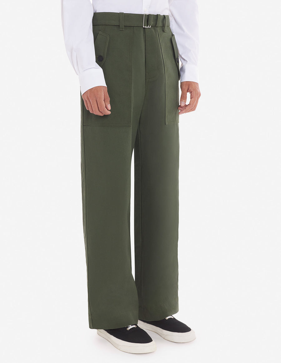 Workwear Pants In Cotton Twill With Logo Handwriti Military Green (men)