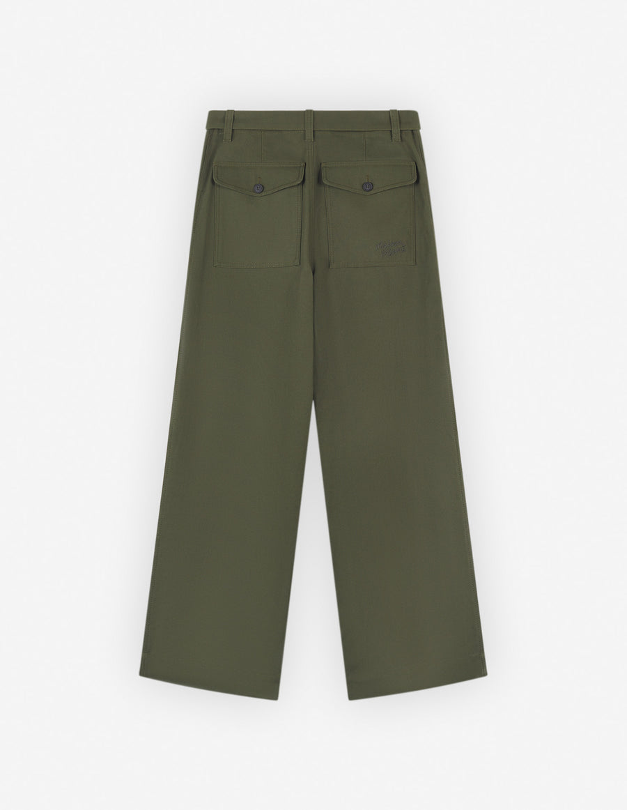 Workwear Pants In Cotton Twill With Logo Handwriti Military Green (men)