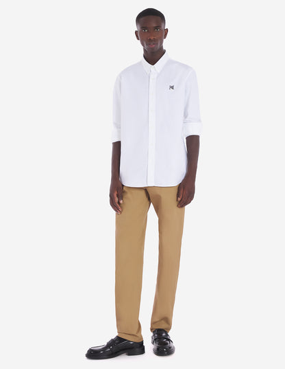 Casual Straight Leg Pants In Cotton With Bold Fox Head Beige (men)