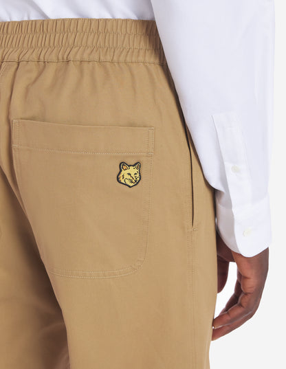 Casual Straight Leg Pants In Cotton With Bold Fox Head Beige (men)