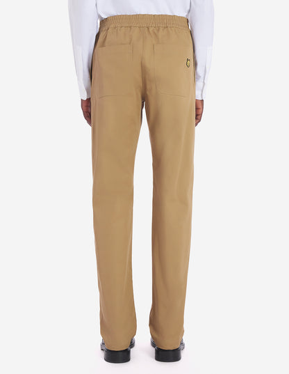 Casual Straight Leg Pants In Cotton With Bold Fox Head Beige (men)