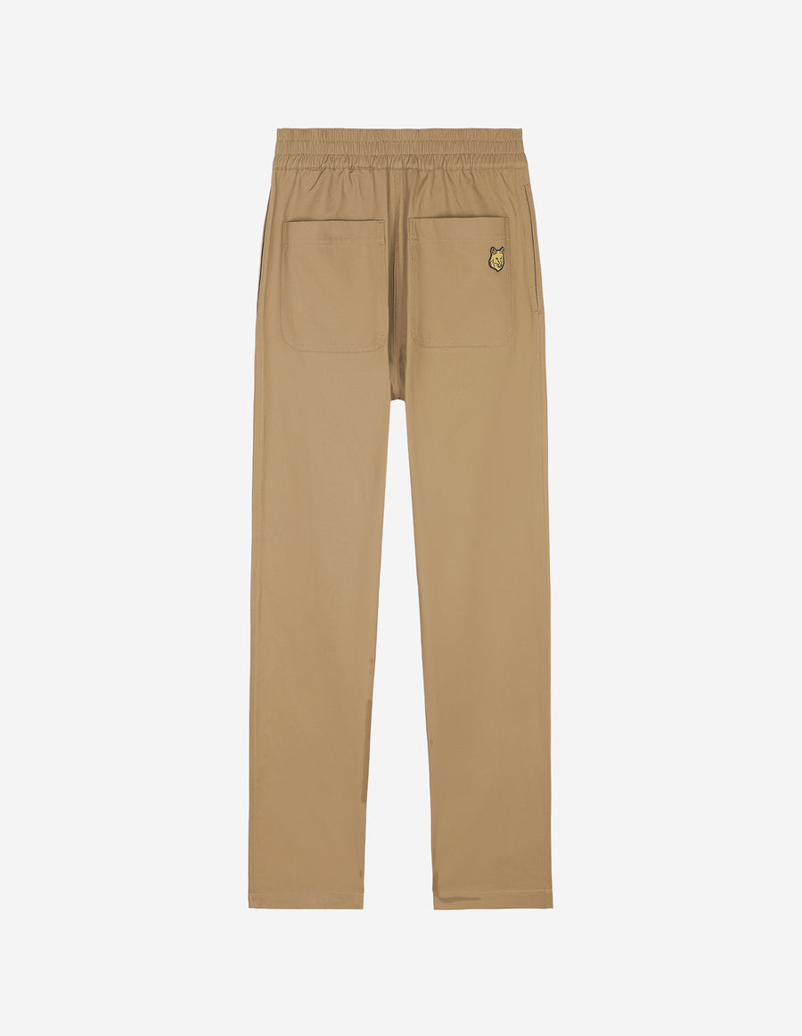 Casual Straight Leg Pants In Cotton With Bold Fox Head Beige (men)