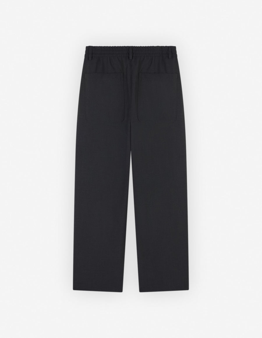 Cropped Pleated Tailored Pants In Light Technical Wool Anthracite (men)