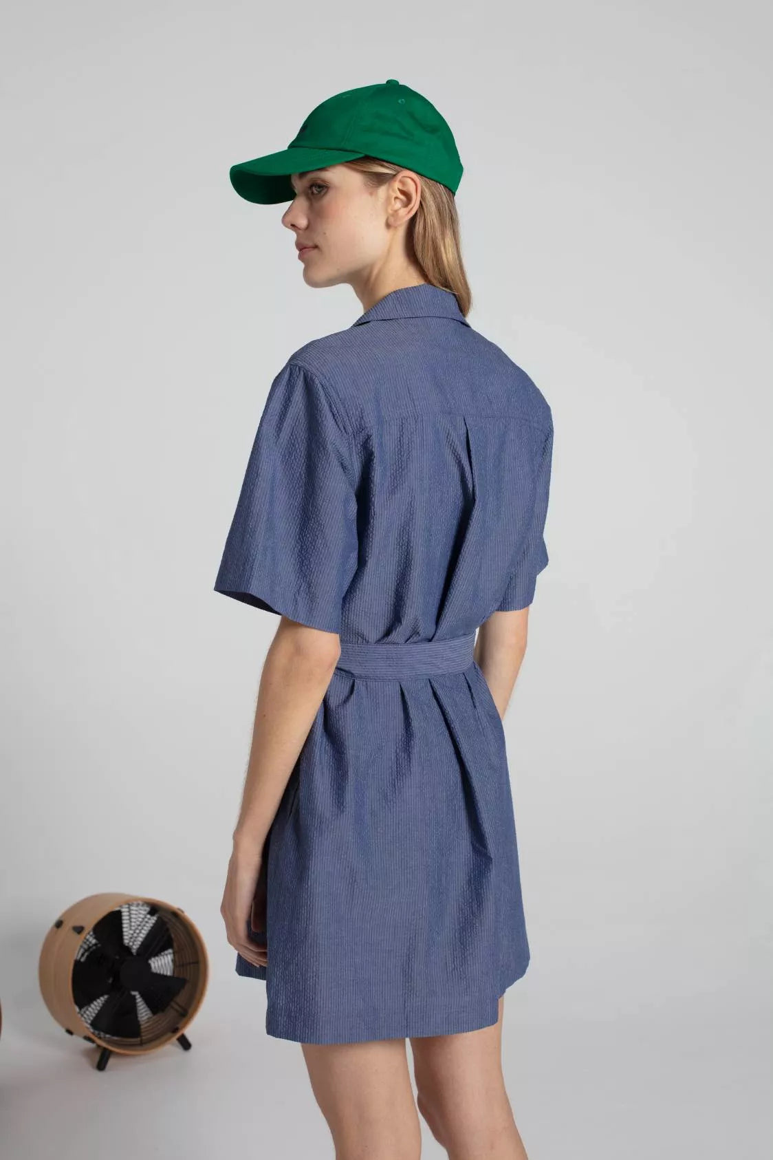 Seersucker Shirt Dress Blue