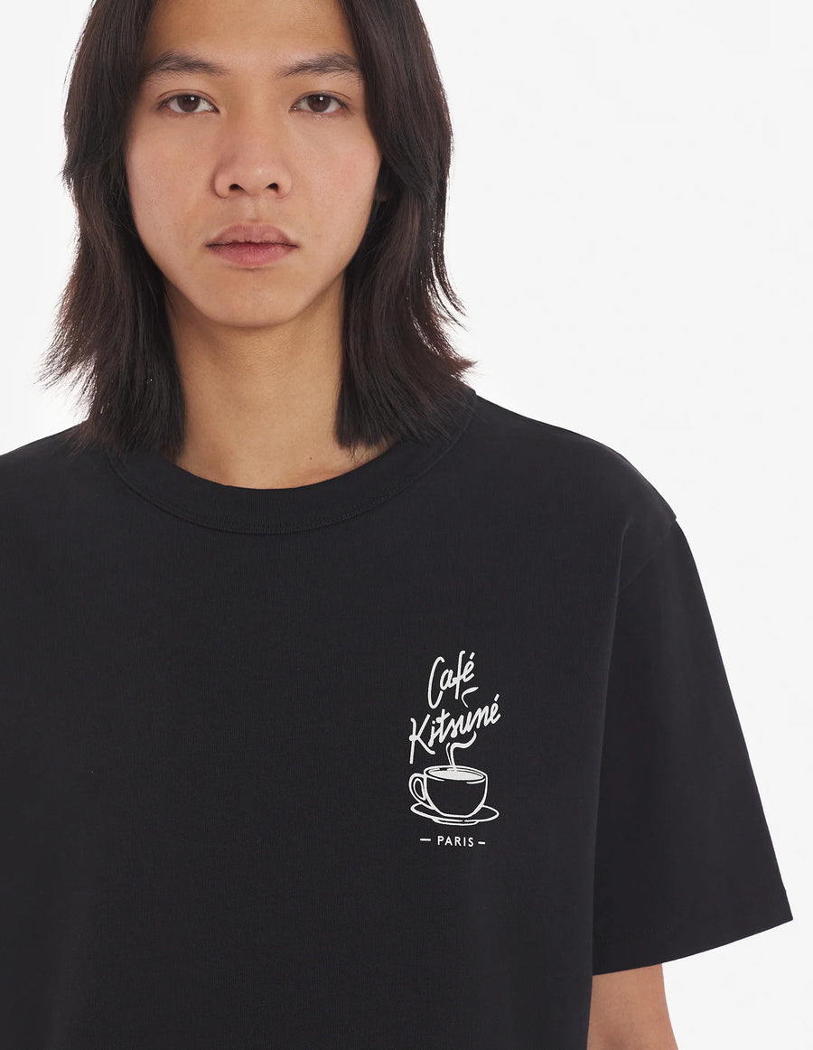 Cafe Kitsune Coffee Cup Relax Tee-Shirt Black (unisex)