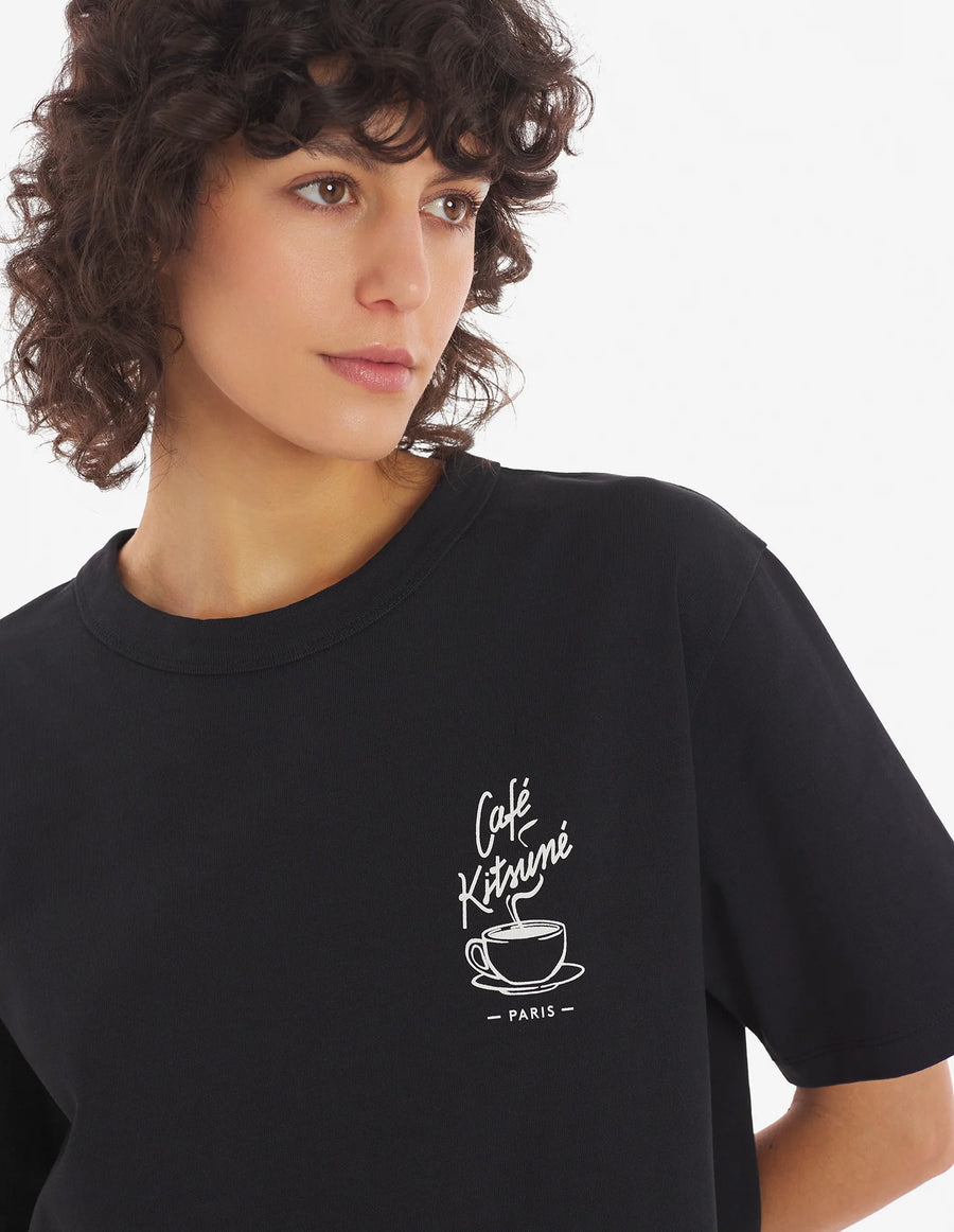 Cafe Kitsune Coffee Cup Relax Tee-Shirt Black (unisex)