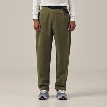 One Tuck Tapered Stretch Pants Olive Green