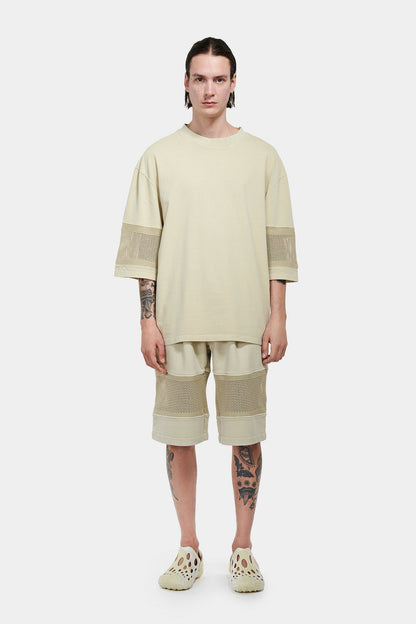 Oversized T-Shirt With Knitted Band Ecru