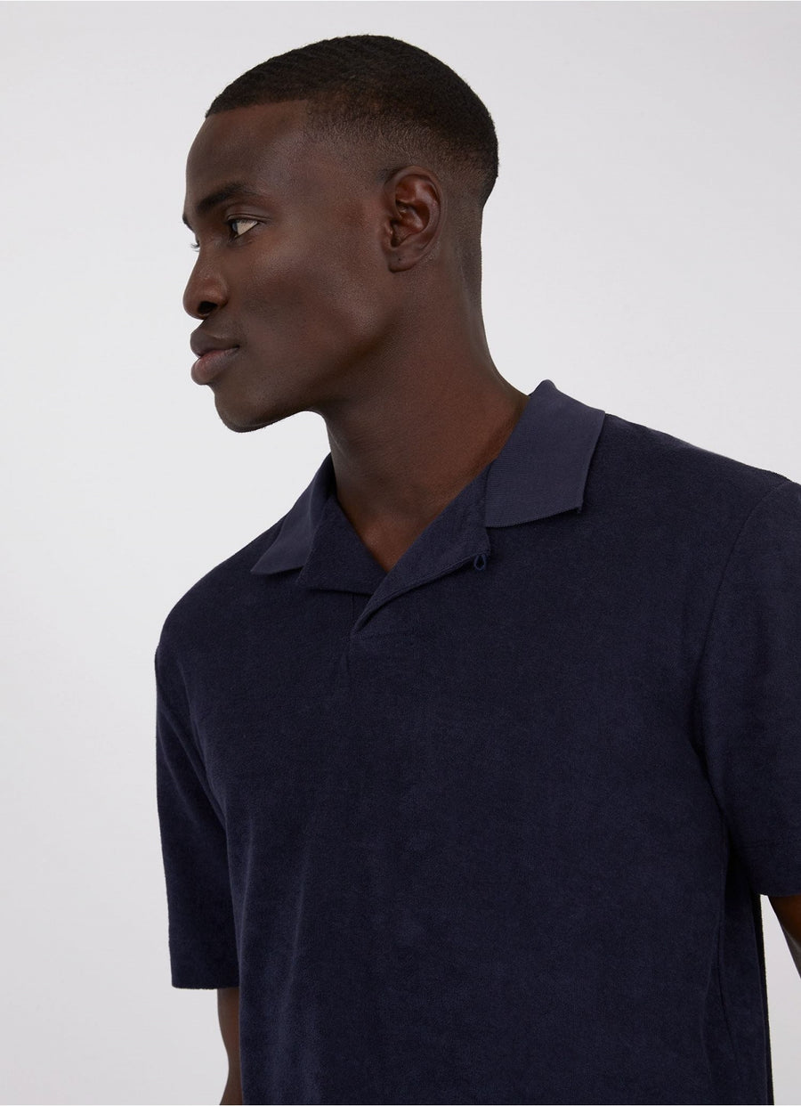 Towelling Polo Shirt Navy