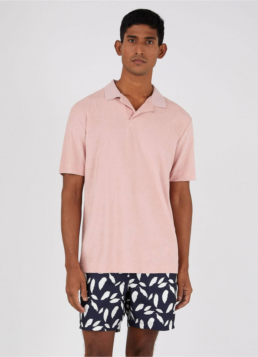 Towelling Polo Shirt Shell Pink