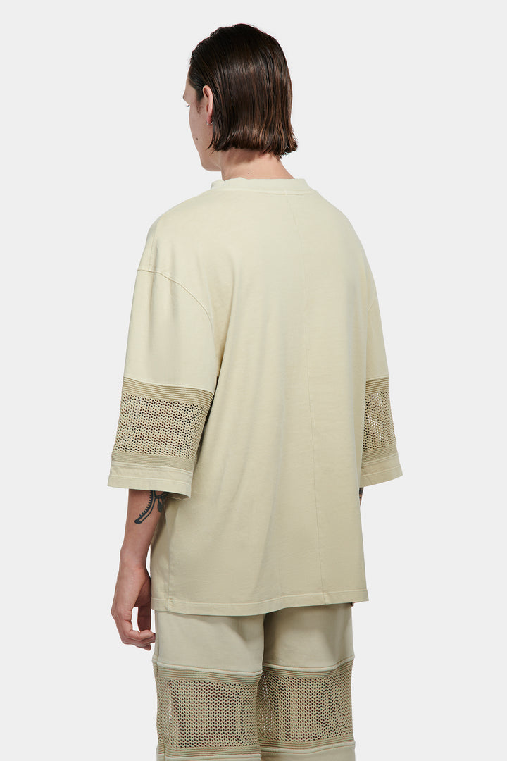 Oversized T-Shirt With Knitted Band Ecru