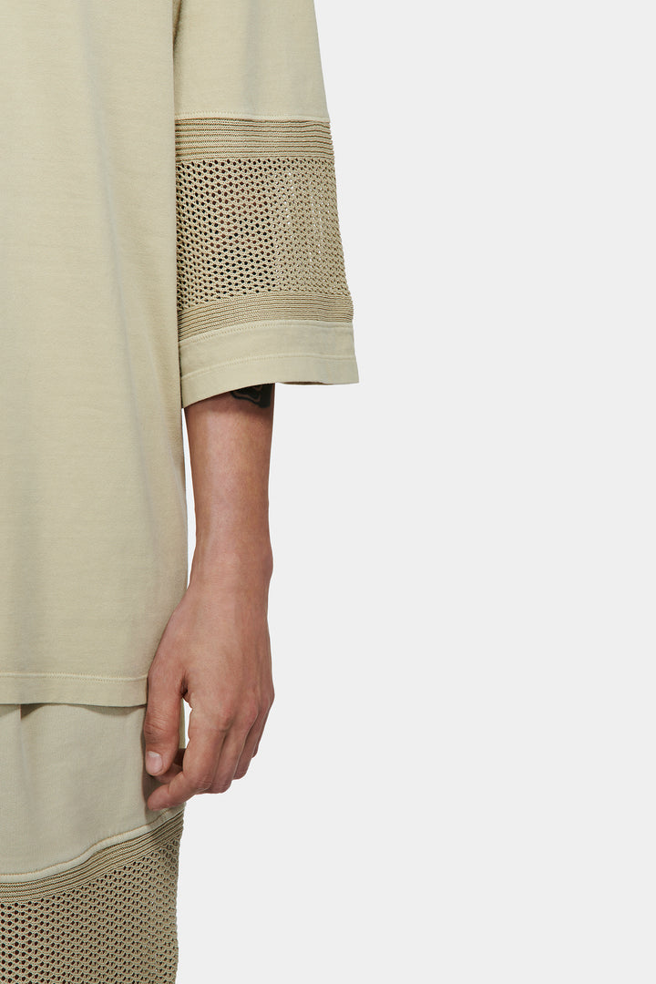 Oversized T-Shirt With Knitted Band Ecru