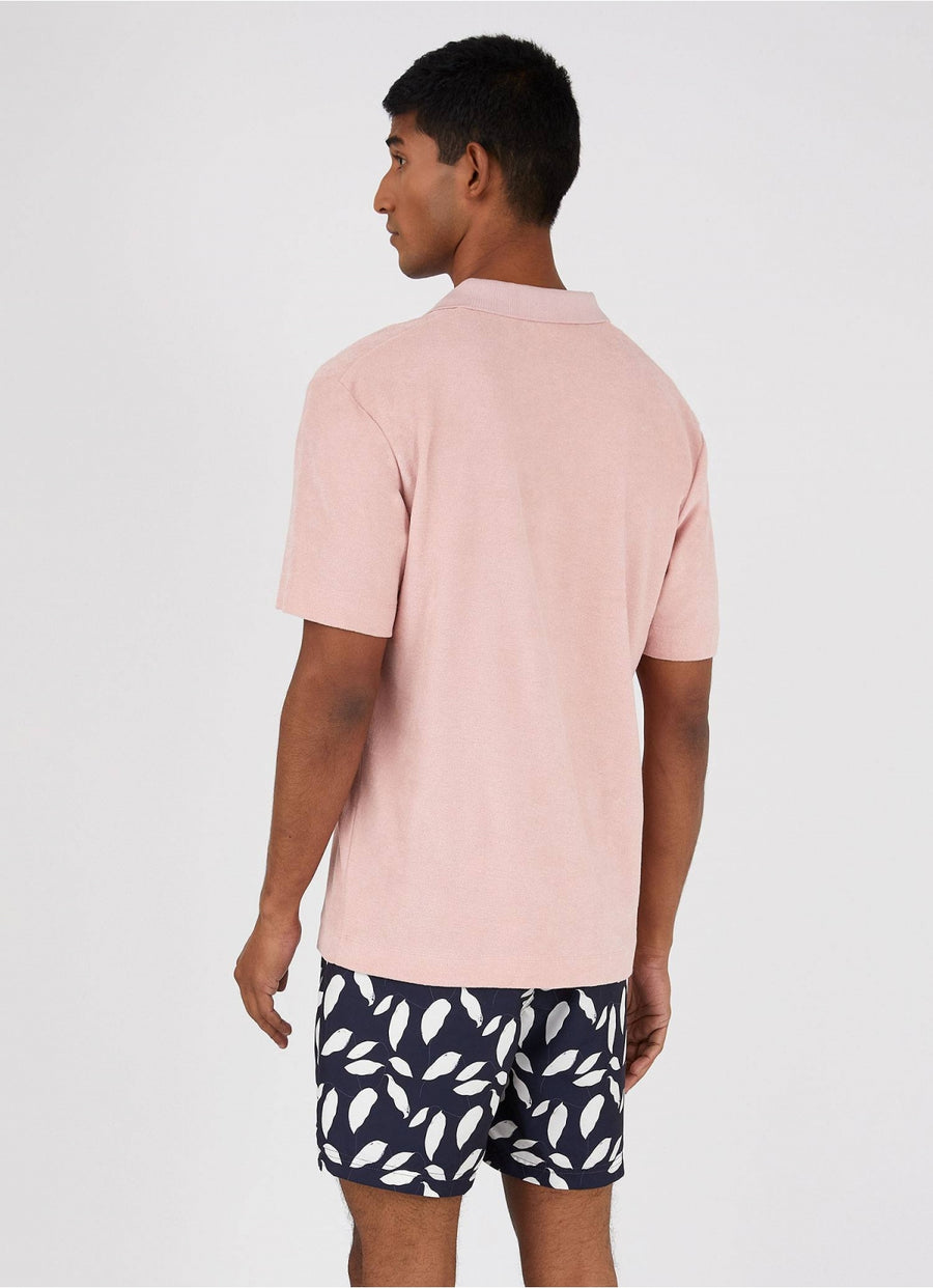 Towelling Polo Shirt Shell Pink