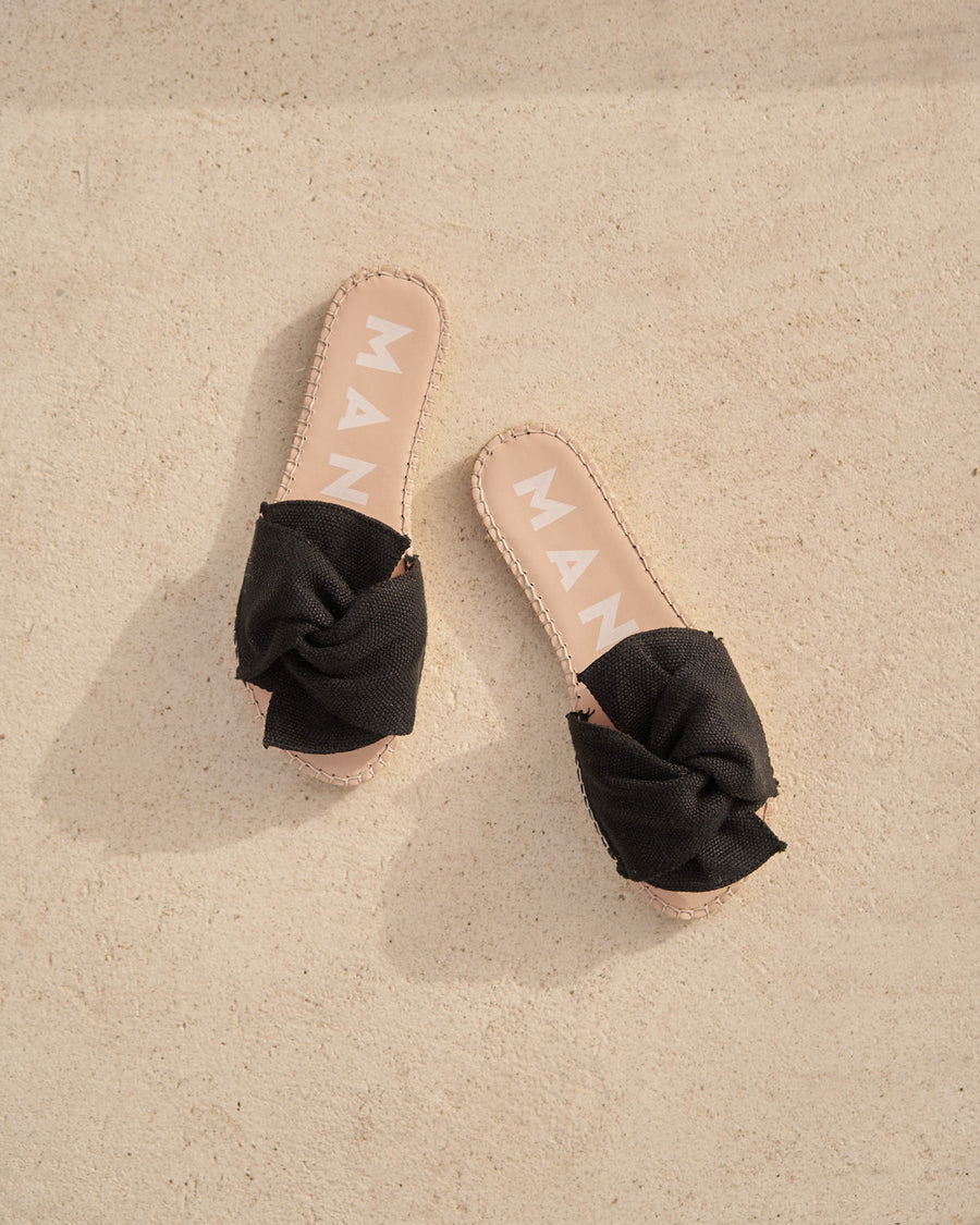 Sandals With Knot La Havana Black Organic Hemp