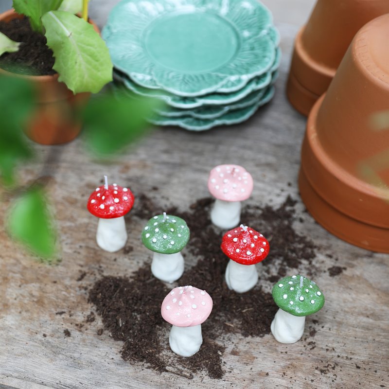 Candle Mushroom Dots 6 Pack